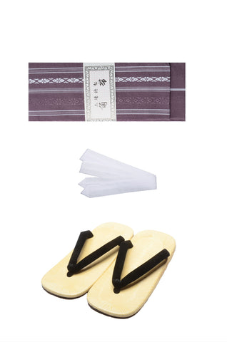 Men obi belt and Setta  sandals set : Purple