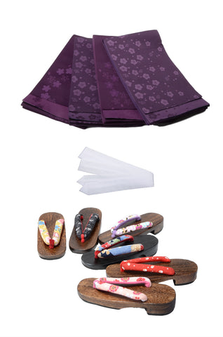 Obi belt and geta sandals set : Pattern / Deep purple