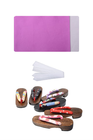 Obi belt and geta sandals set : Plain / Pale purple and Light gray