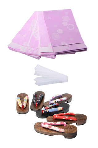 Obi belt and geta sandals set : Pattern / Light purple