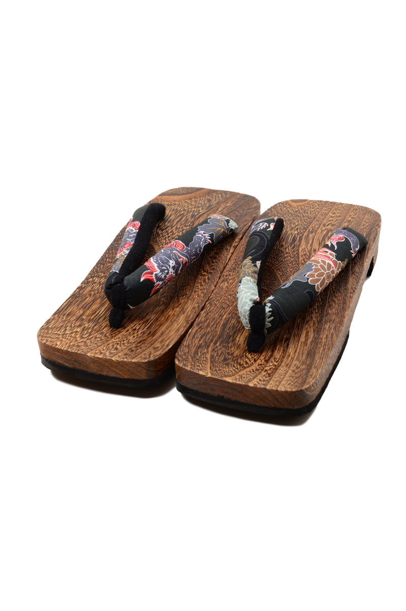 K-G-32 Sandali Geta Giapponesi Originali Blu Con Calzini Tabi – Tacco 5cm, Kimono
