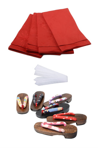 Obi belt and geta sandals set : Pattern / Red