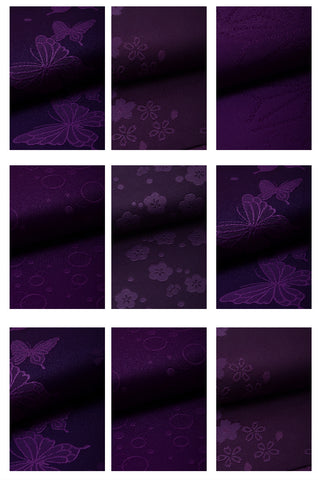 Obi belt and geta sandals set : Pattern / Deep purple