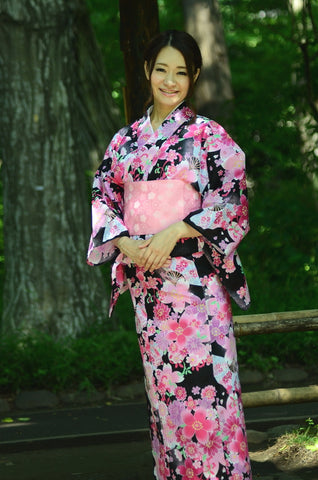 Japanese yukata kimono / D #075