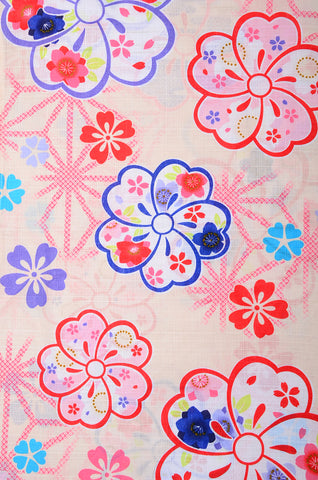 Girls yukata and  obi belt set / GY #70 (13-14)