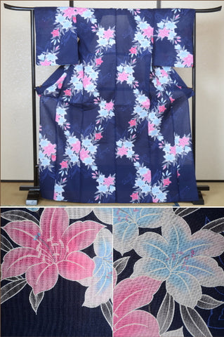 Japanese yukata kimono / H #124