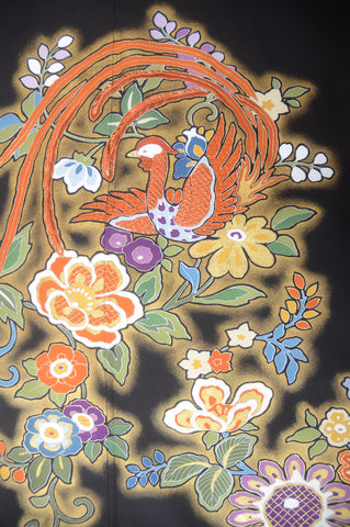 Japanese kimono. kimono for women. kimono female. black formal kimono. 