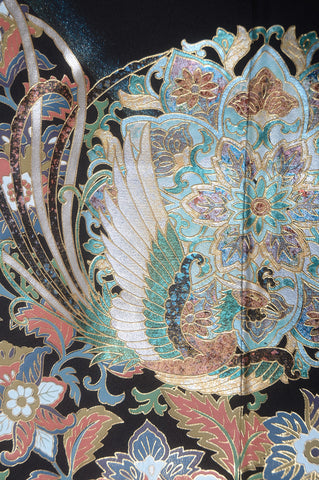 Japanese kimono. kimono for women. kimono female. black formal kimono. 