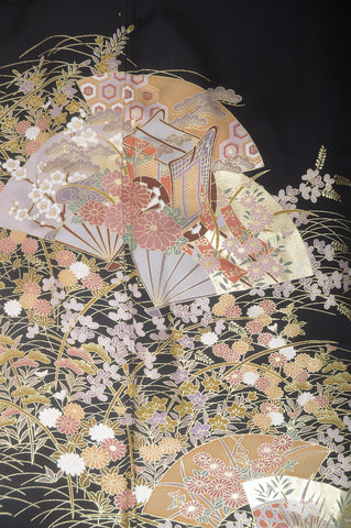 Japanese kimono. kimono for women. kimono female. black formal kimono. 