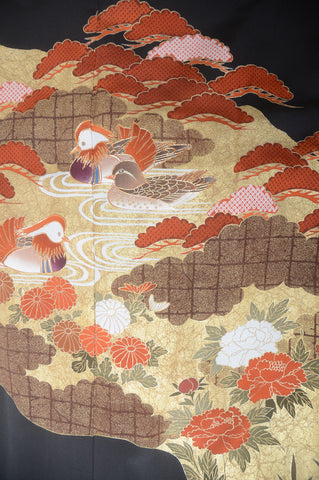 Japanese kimono. kimono for women. kimono female. black formal kimono. 