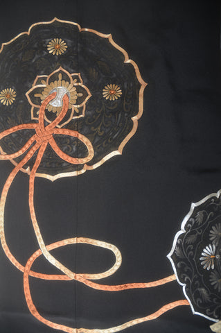 Japanese kimono. kimono for women. kimono female. black formal kimono. 