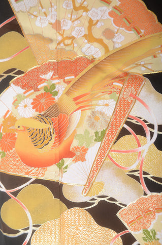 Japanese kimono. kimono for women. kimono female. black formal kimono. 