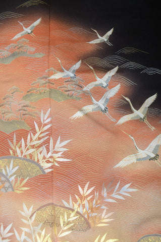 Japanese kimono. kimono for women. kimono female. black formal kimono. 