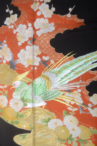 Japanese kimono. kimono for women. kimono female. black formal kimono. 