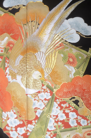 Japanese kimono. kimono for women. kimono female. black formal kimono. 