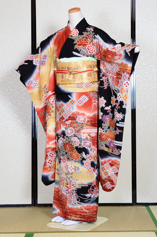 Long-sleeved kimono 6 items set / Furisode / FK#1048