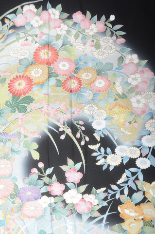 Japanese kimono. kimono for women. kimono female. black formal kimono. 