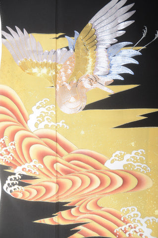 Japanese kimono. kimono for women. kimono female. black formal kimono. 