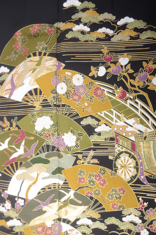 Japanese kimono. kimono for women. kimono female. black formal kimono. 