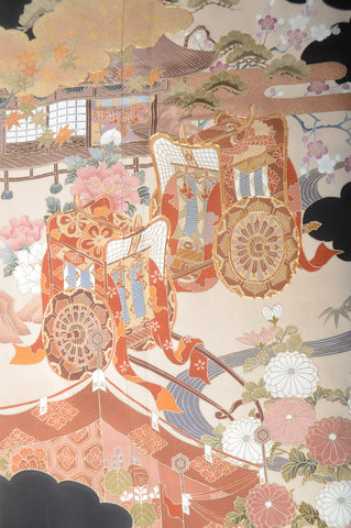 Japanese kimono. kimono for women. kimono female. black formal kimono. 