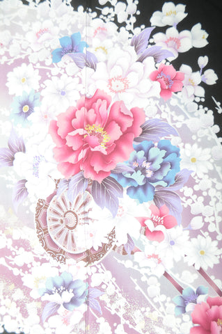 Japanese kimono. kimono for women. kimono female. black formal kimono. 