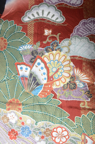 Long-sleeved kimono 6 items set / Furisode / FK#1-234