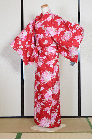 Yukata for indoor use / sakura:YB1552-A-red